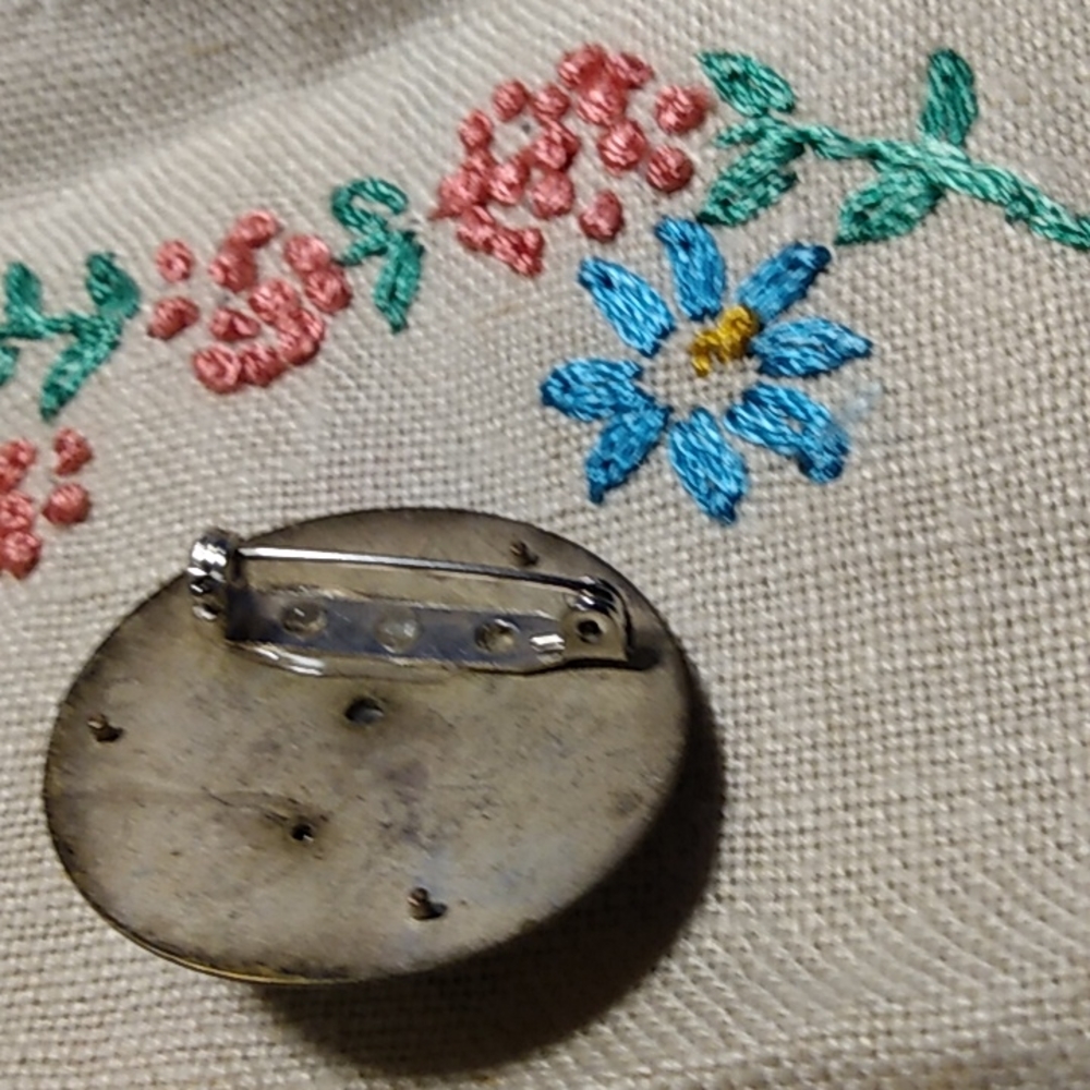 Vintage Metal Pocket Watch Dial Repurposed Artsy Steampunk Rhinestone Pin Brooch - Picture 2 of 3